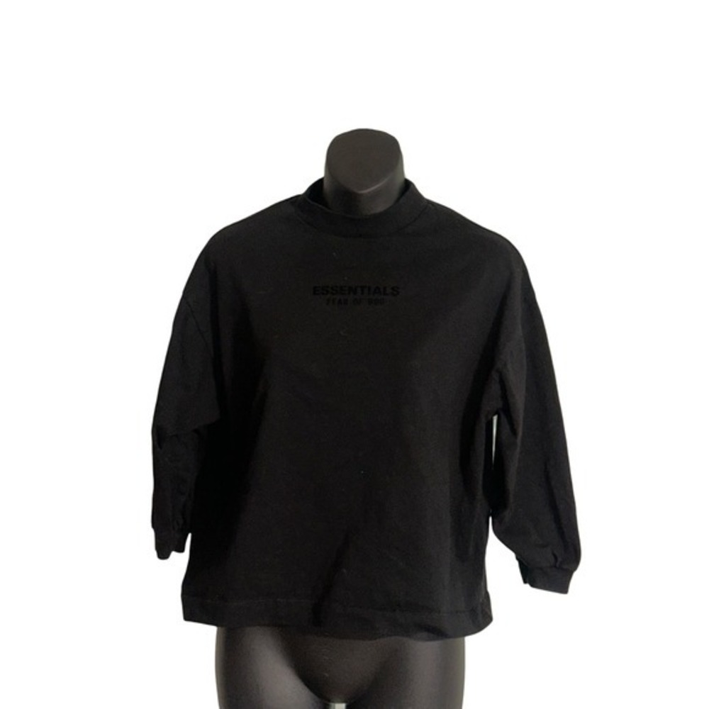 Kids Fear of God Essentials Black Mock Neck Long Sleeve Shirt Size 8